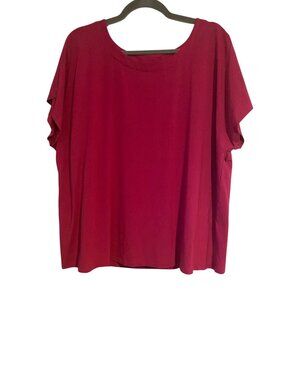 J. Jill Luxe Supima Tee Top Women's 2X Pink Pleat Back Short Sleeve Flowy Casual